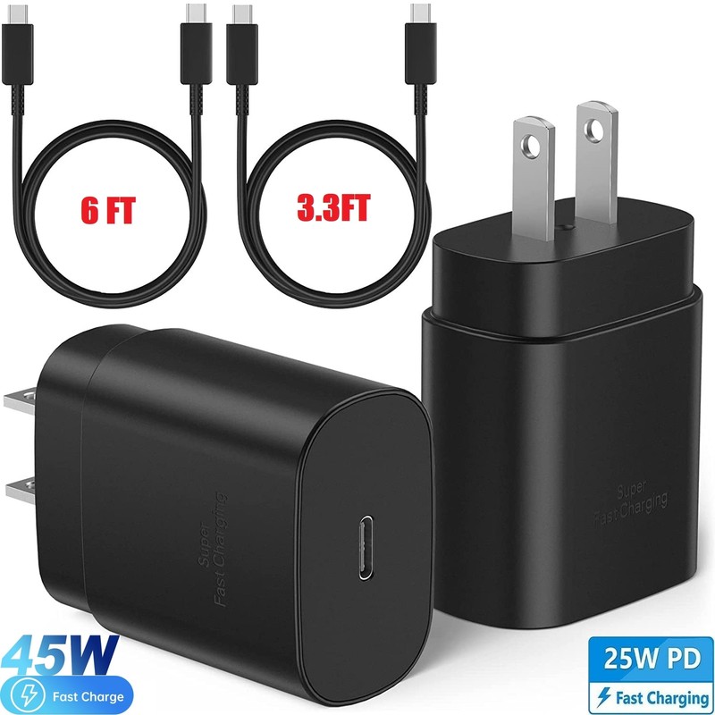 45W Type C USB-C Fast Wall PD Charger 6FT Cable For Samsung Galaxy S20 S21 S22 +