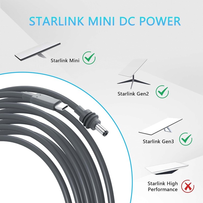 100W USB C to DC Cable for Starlink Mini - High-Performance & Easy Install gallery