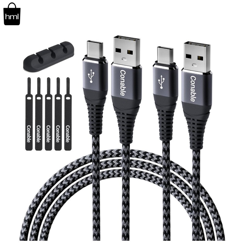 [2-Pack, 2Ft] USB C Cable 3A Fast Charge, USB a to Type C Charger Cord Braided