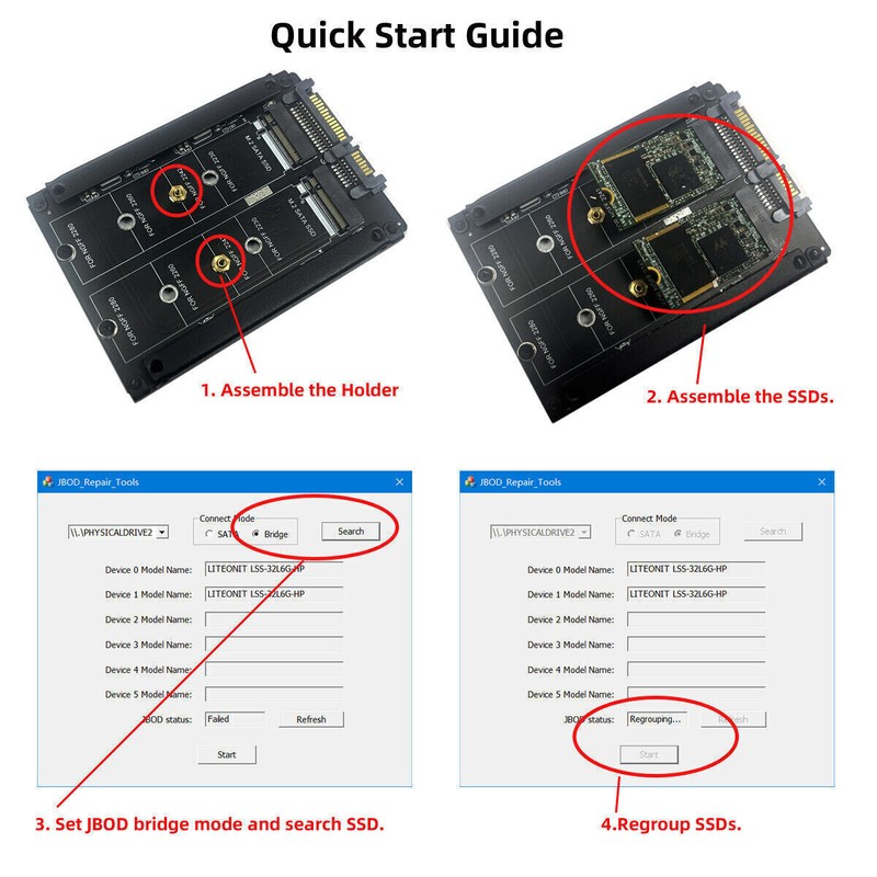 NFHK 2.5inch SATA HDD Disk Drive to Dual NGFF B+M Key M.2 SSD Card JBOD gallery