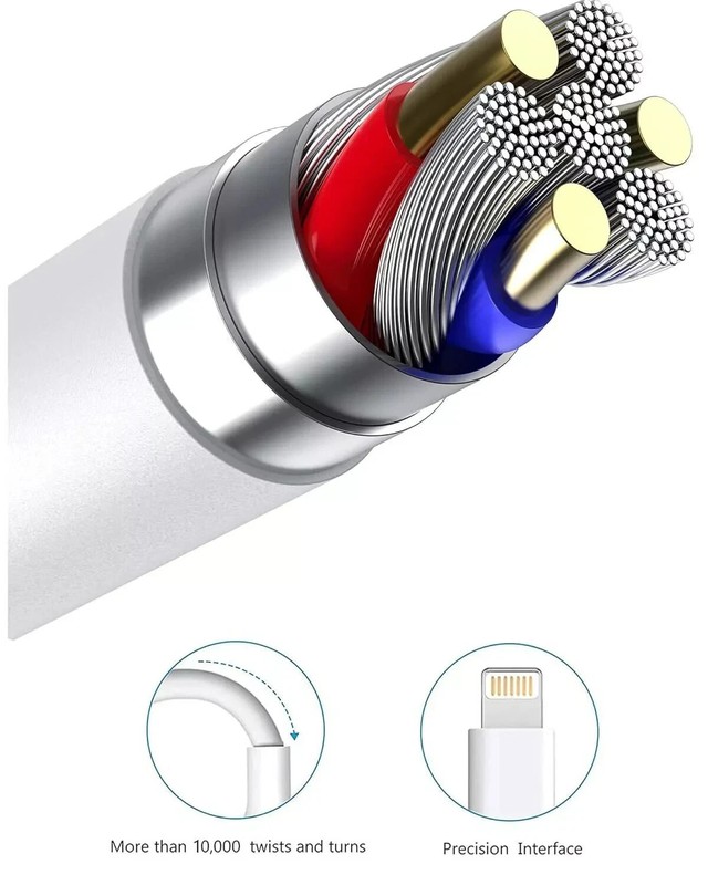 3ft White USB Fast Charging & Data Syncing Cable for Apple devices USA Seller gallery