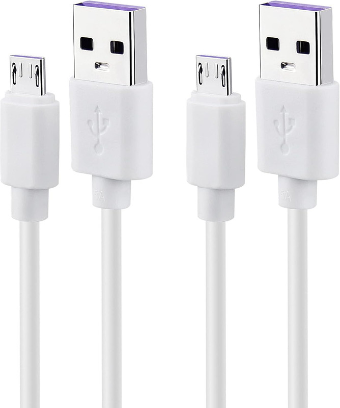 USB to Micro USB Cable White 3Ft, Old Android Phone Charger Cord, 2-Pack | 3 Foo