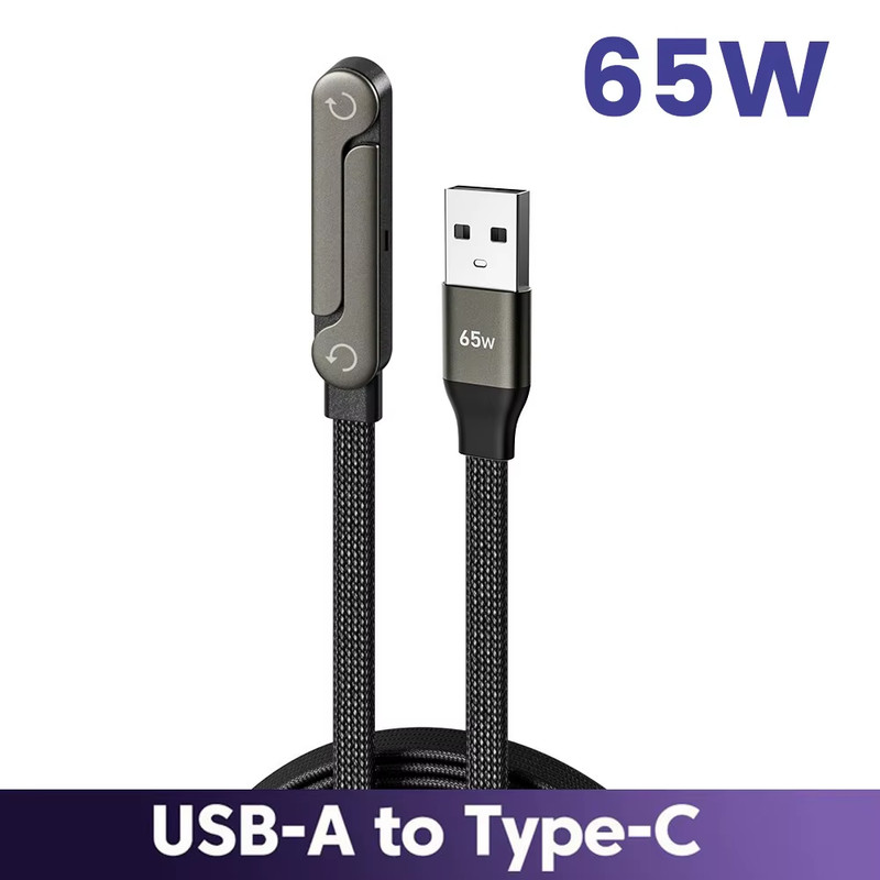 65W USB Fast Charging Cable with Foldable Phone Holder 2-In-1 Type-C Quick Charg gallery