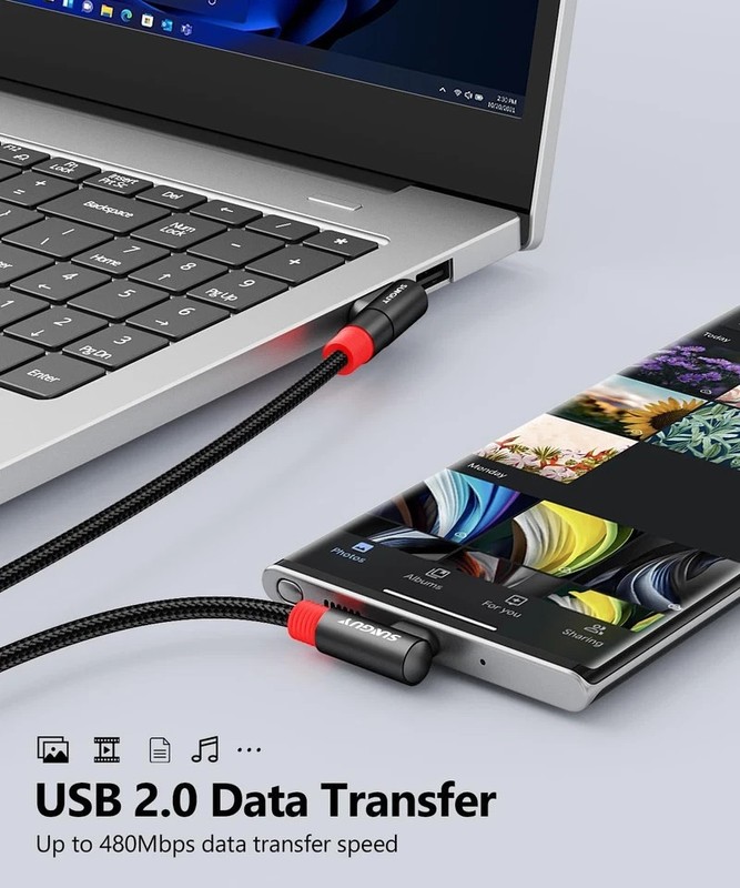 SUNGUY Right Angle USB C to a Cable 2Pack [1.5Ft/0.5M] 3A Short 90 Degree USB 2. gallery