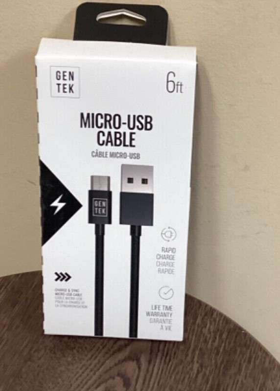 Cables” New in Box. “GenTek” Micro-USB Cable 6ft.