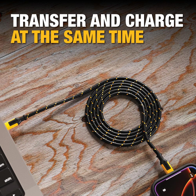 DEWALT Heavy Duty USB C Cable, Jobsite 60 Watt USB C Cable, High Speed Type-C to gallery