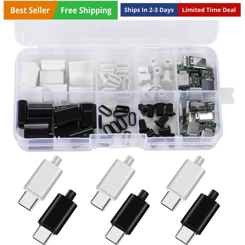 20 Set 24 Pin USB 3.1 Male Connector with Type C Housing,USB-C Male Plug SMT ...