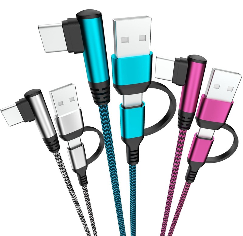 USB C Cable, 60W 90°Right Angle Type C Charger Fast Charging Cord [3-Pack,6FT]