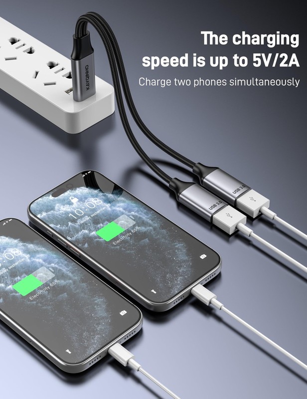 2 Pack USB 1 to 2 Splitter, USB 3.0 A Male to 2 USB Female Jack Y Splitter Hu... gallery