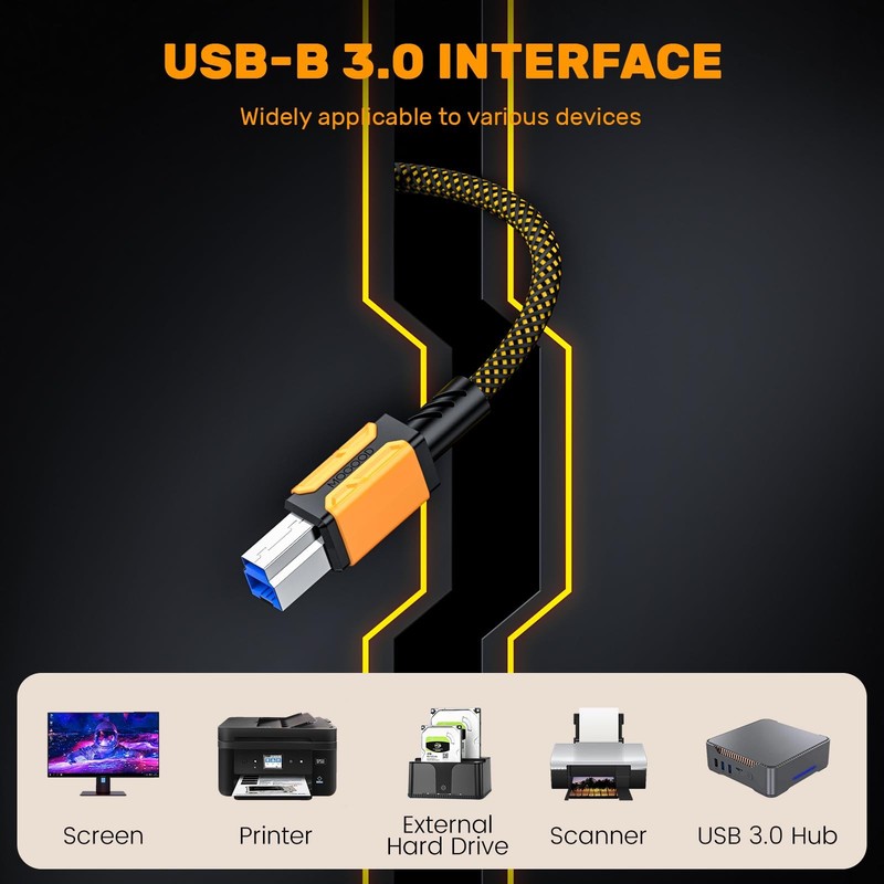 6.6ft USB 3.0 to B Printer Cable Superspeed Type A to B for Docking Station gallery