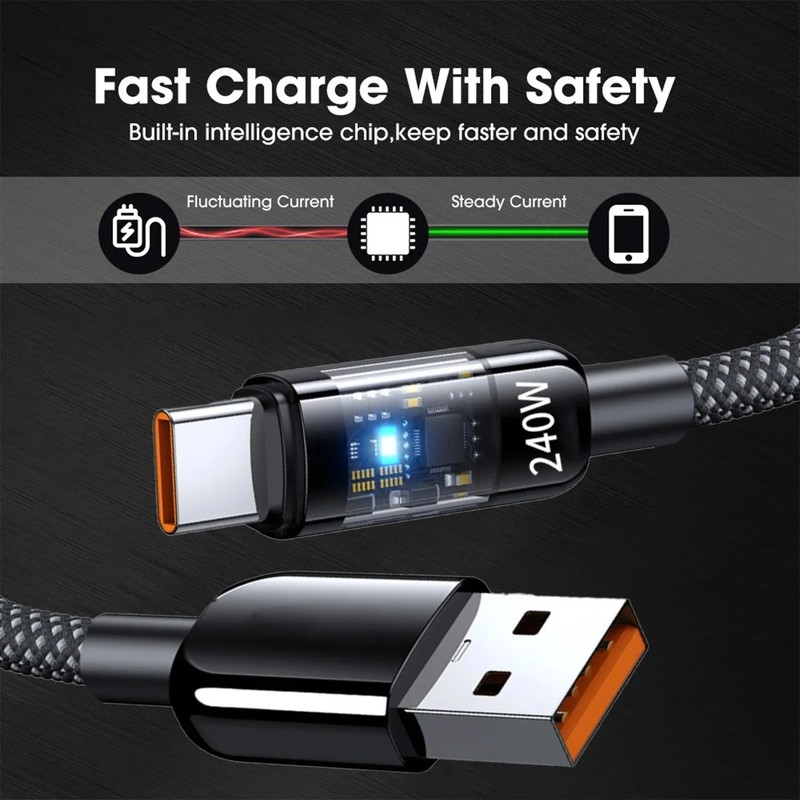 240W Fast Charge Type C Cable LED Power Display Phone Data Cord gallery