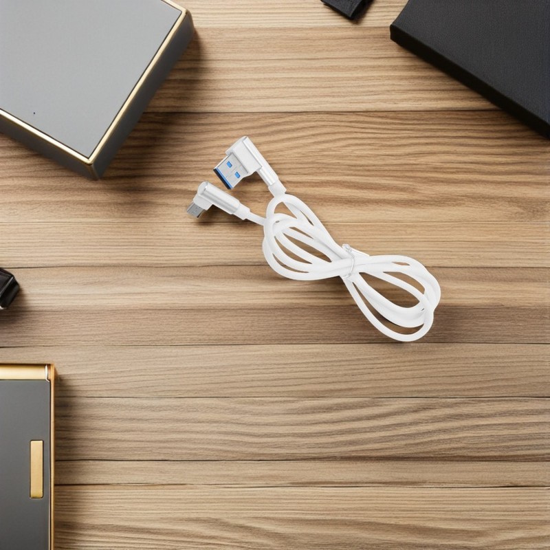 2Pcs Fast Charging Micro USB Cable Braided Nylon Double Elbow Durable for Gaming gallery