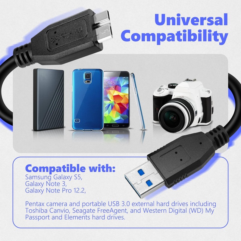 MaxLLTo 6Feet USB 3.0 Data Cable Cord for Western Digital WD My Book External... gallery