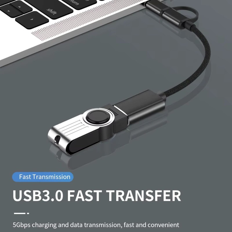 Type-C 2-in-1 Adapter Micro USB & USB 3.0 Female To USB-C Male Converter, Black gallery