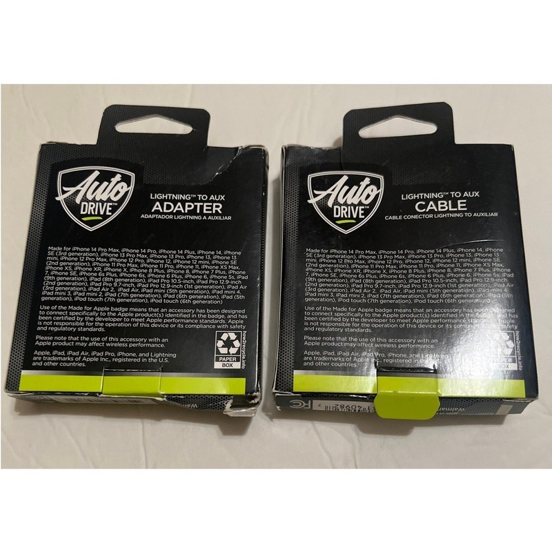 Bundle of 2 Auto Drive Brand Cable and Adapter for iPhones New in Box gallery