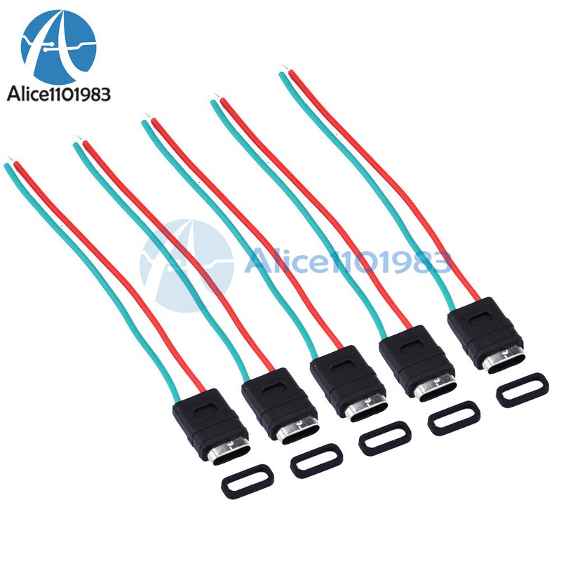 2 Pin USB 3.1 Type-C Connector Welding Wire Waterproof Female Socket Charging gallery