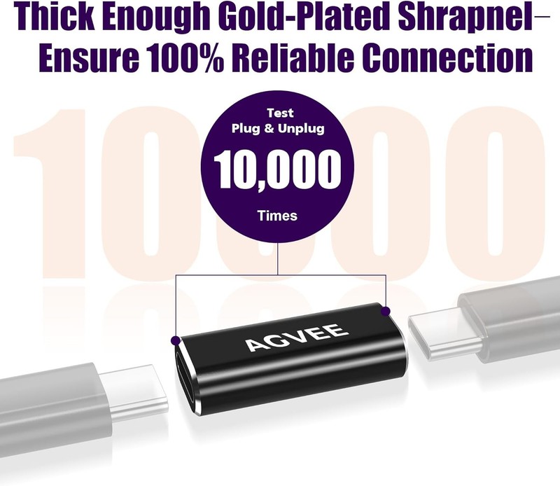 AGVEE 2 Pack USB4 Type-C Female to Female Adapter, PD 240W Quick Charge USB 4.0 gallery