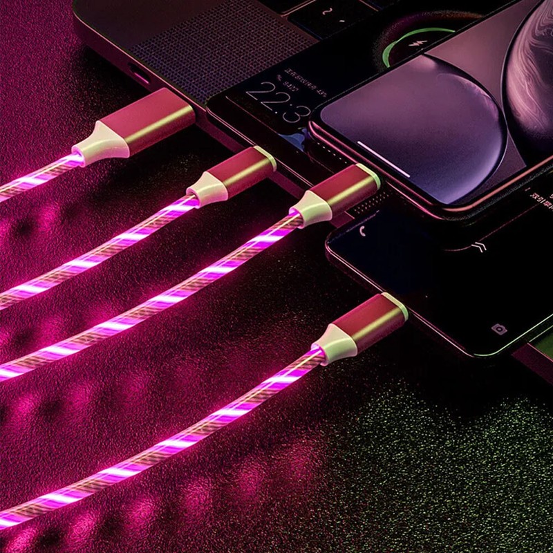 For Samsung iphone Type C Charger Cable Fast Charging Light Up Flowing Led Cord gallery