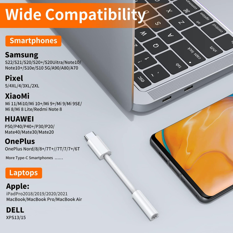 USB Type C to 3.5Mm Female Headphone Jack Adapter (2-Pack), USB C to Aux Audio D gallery