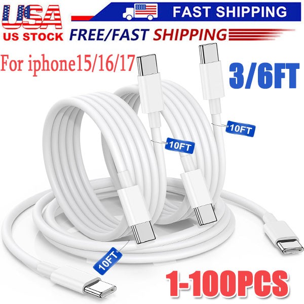 For Samsung iPhone15 16 17Pro Max 60W USB-C to USB C Cable Fast Charger Cord Lot