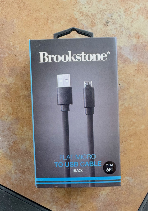 6′ Brookstone Flat Micro To USB Cable Black 6 ft