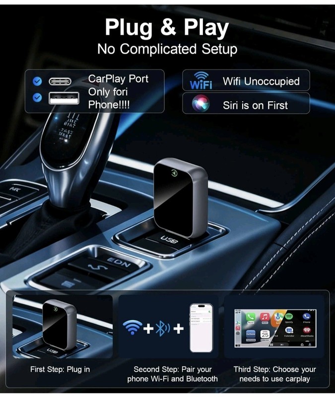 2026 Wireless CarPlay Adapter for iPhone No Audio Lag 5s Auto-Connect Conversion gallery