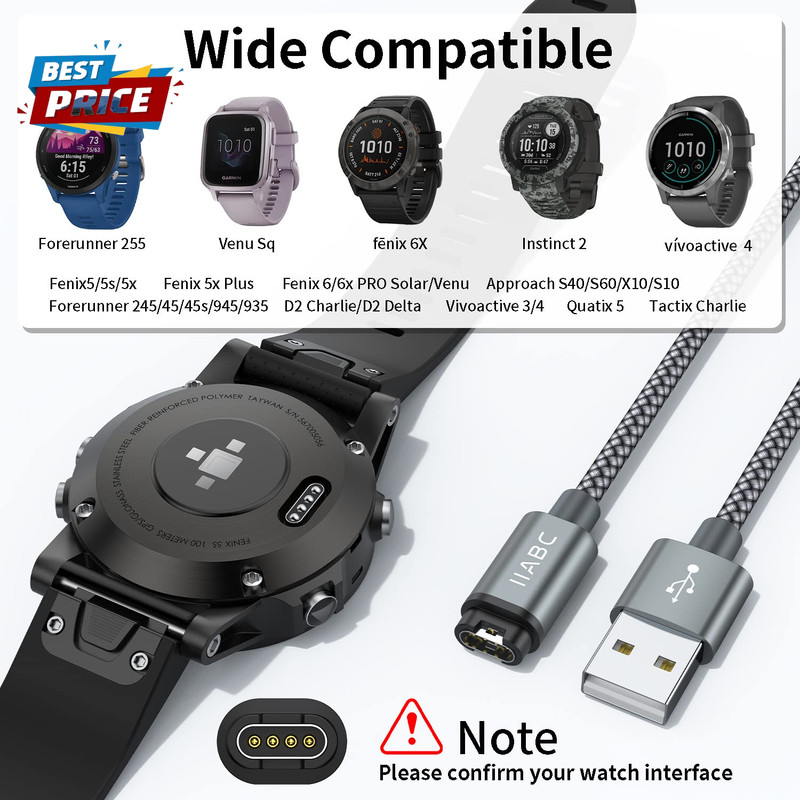 Charger Cable Compatible with Garmin Watch, 2-Pack 3.3FT USB Charger Cable Data gallery