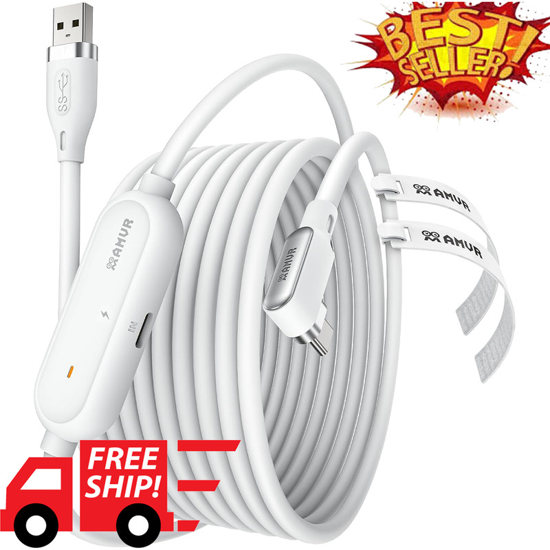 16FT 5M Charge Link Cable USB 3.0 to C for Meta Quest 3 3S Pico 4 PCVR 5Gbps
