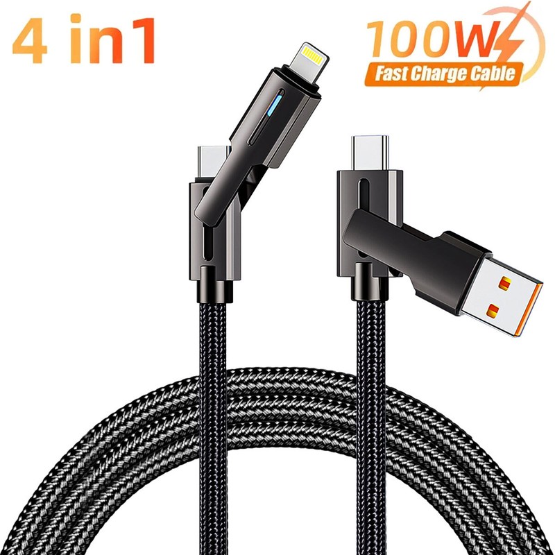 4 in 1 Multi USB Charger Type C to iPhone Fast Charging Cable for Samsung iPhone