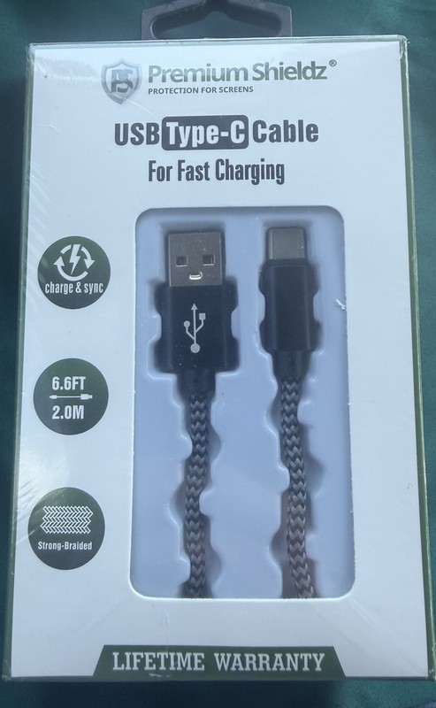 Premium Shieldz Universal USB-C to USB-A Cable 6.6 Feet Black New