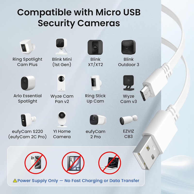Micro USB Extension Cable 20FT 2Pack,Flat USB to Micro Long Charging Power Exten gallery