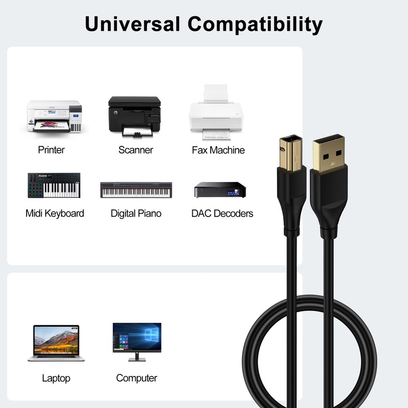 Usb Printer Cable 6ft Type A Male To B Male Cable High Speed Scanner Printer Cor gallery