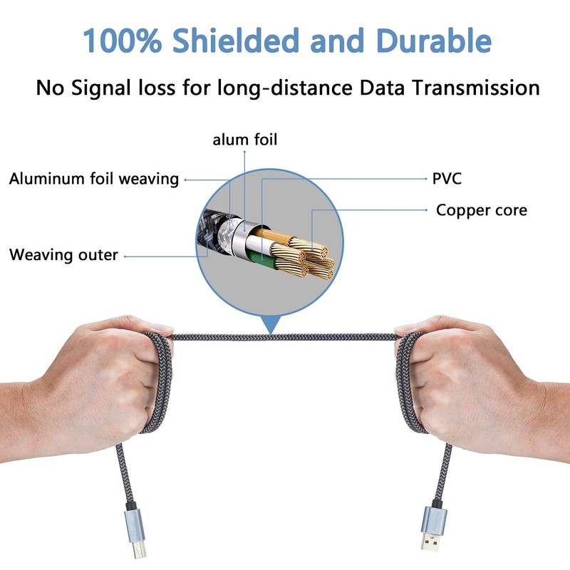 Printer Cable 50ft/15m,Active Type A Male to B Male Scanner High Speed Nylon ... gallery