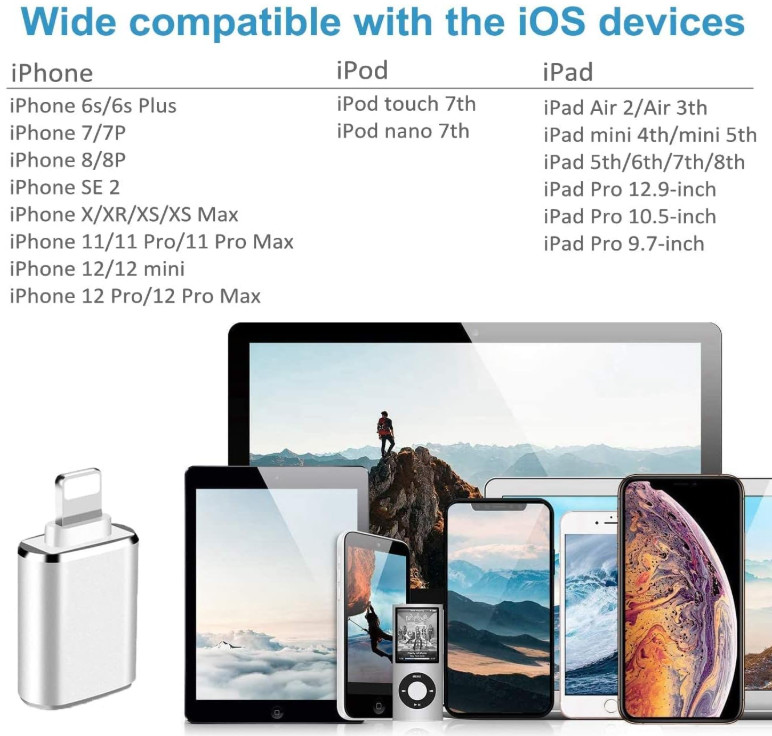 (Apple Mfi Certified) Lightning Male to USB Female Camera Adapter, gallery