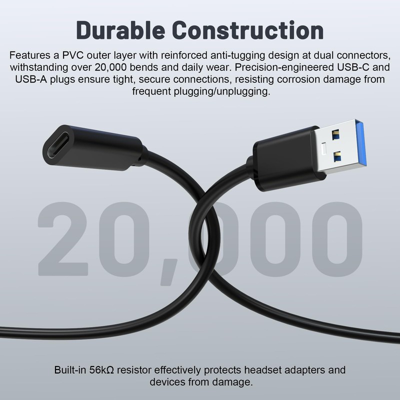 USB-C to USB-A Adapter Cable for SteelSeries Arctis 7X, Arctis 7P, Arctis 1 W... gallery