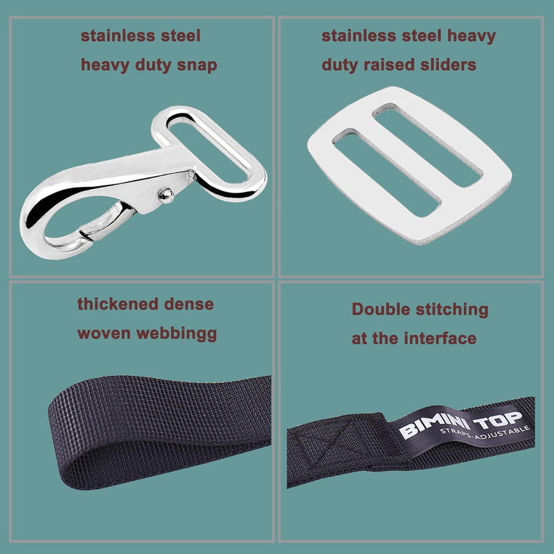Adjustable Bimini Top Straps,Boat Awning Webbing Strap with Stainless Stee Snap gallery