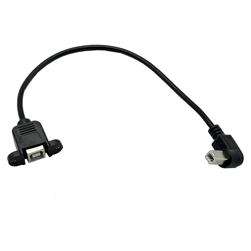 Angled USB B Printer Cable Right Angle Male to Female with Panel Mount 2-Pack gallery