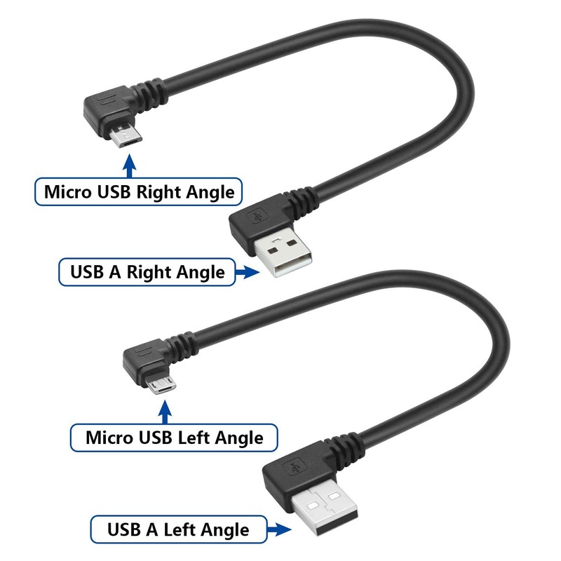 90 Degree Micro USB Cable 25cm USB A to Micro USB Charging and Data 2-Pack gallery