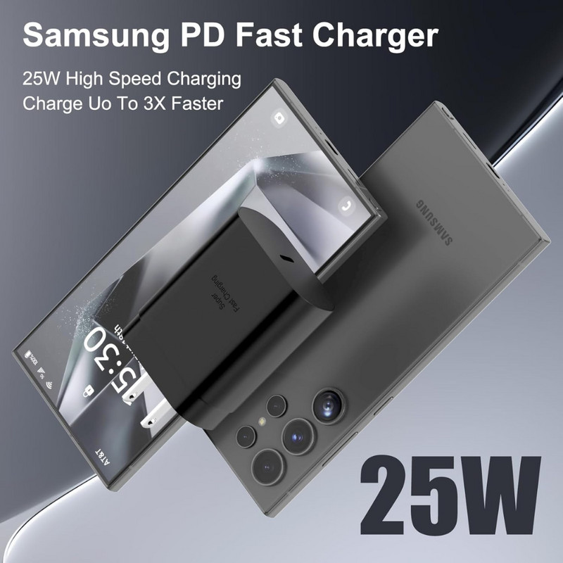 25W Super Fast Wall PD Charger 3FT Type C USB-C Cable For Samsung S22 S21 S20 S9 gallery