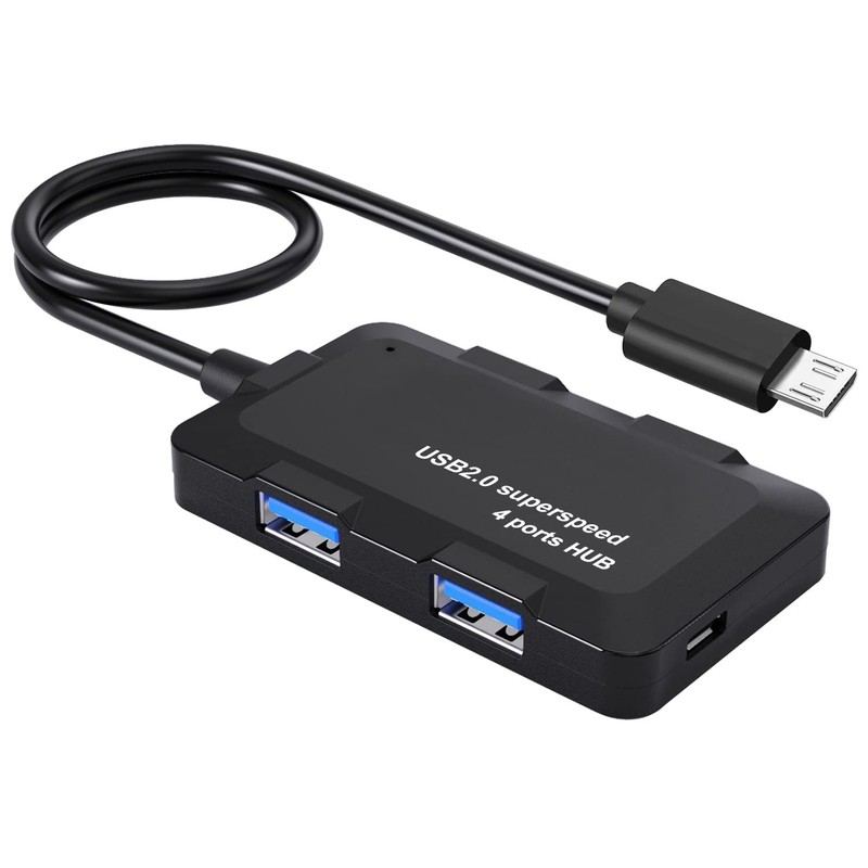 AreMe Micro USB OTG Cable Adapter with 4 Ports + Power Port for Black