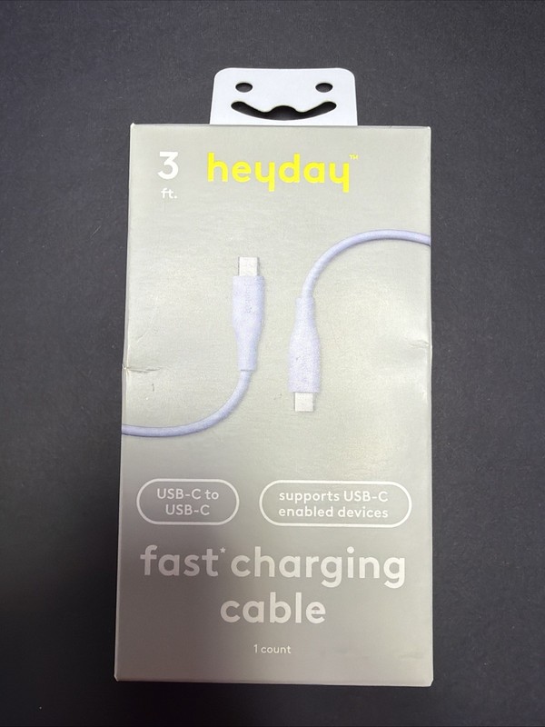 NEW Heyday 3 Ft Purple Lightening to USB C Fast Charging Cable US SELLER