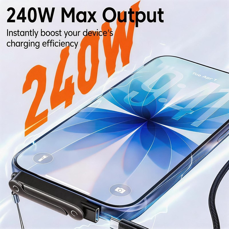 Detachable 2 in 1 USB to USB Cable with 10FT Cable, 240w Stand Data Cable for... gallery