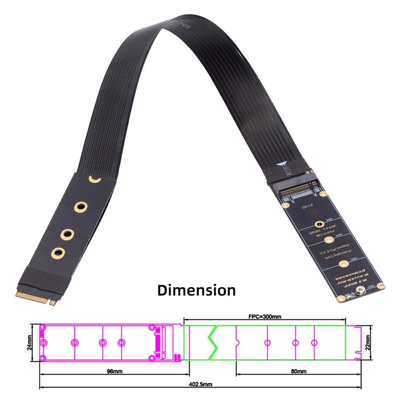 Chenayng M-Key NVME Male PCI-E 4.0 to PCI Extension Cable 30cm for Mainboard SSD