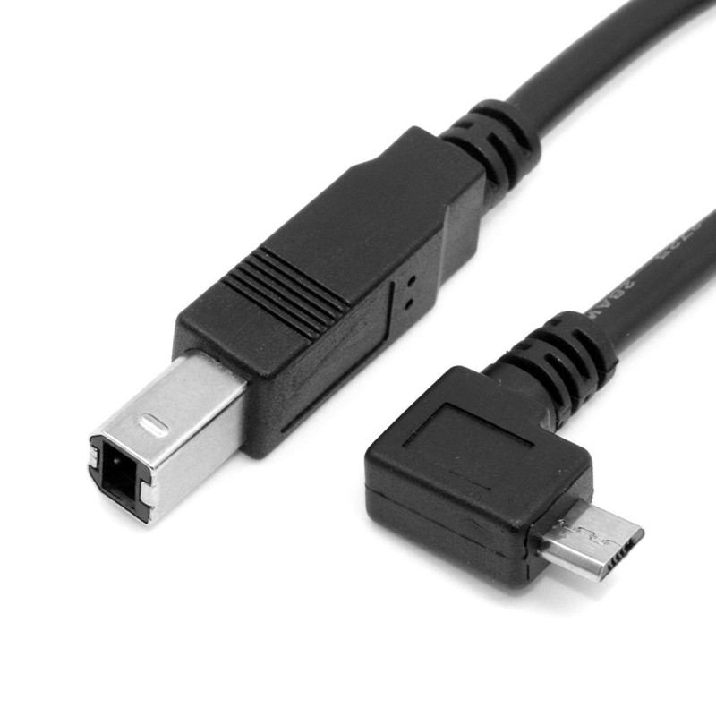 30cm Right Angled 90 Degree Micro USB OTG to Standard B Type Printer Scanner