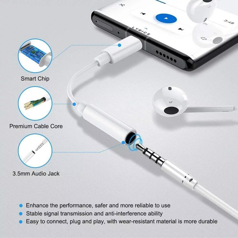 USB-C Type C to 3.5mm AUX Headphone Jack Adapter Lot For iPhone 16/Android Phone gallery