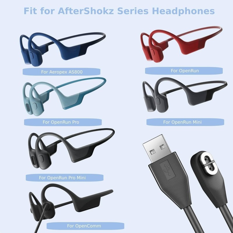 Headphones Charging Cable Charger for Shokz Aftershokz Shockz, [2-Pack, 3.3 Ft] gallery