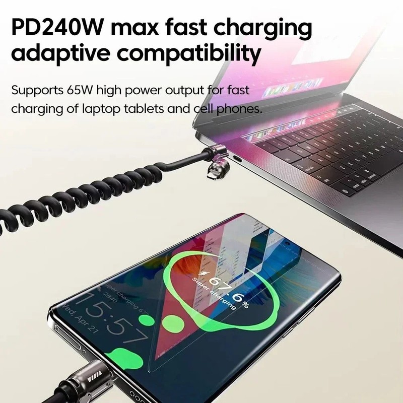 NEW 240W 4 in 1 USB-C PD 2M W/EMarker Chip Multi-fast Charging Cable Car Use gallery