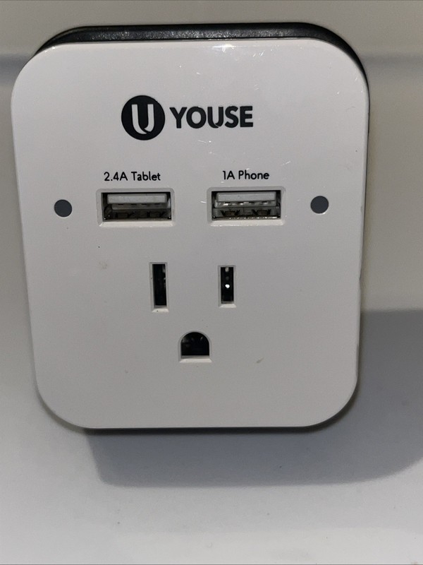 Youse USB and Electric Cord Outlet with Phone Docking Stand 2.4A & 1A Ports