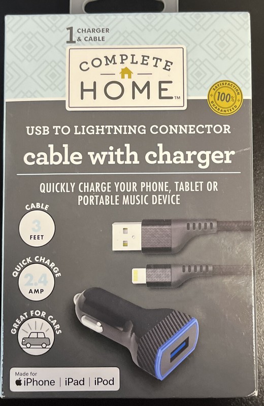 Complete Home Micro USB Cable With Charger - 3 Foot - #318008