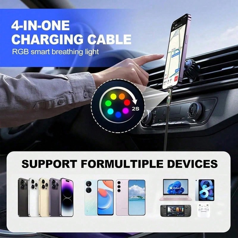4 in 1 Charging Cable (6.6FT) , 240W Max Fast Charger Cord US gallery
